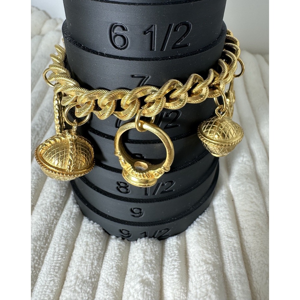 Vintage Liz Clairborne (LCI) Chunky Gold Tone Charm Bracelet 7" Made in USA NWT